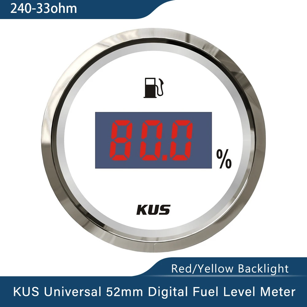 

KUS цифровой измеритель уровня топлива индикатор 240-33ohm 52 мм (2 ") с красной и Желтой подсветкой 12В/24В