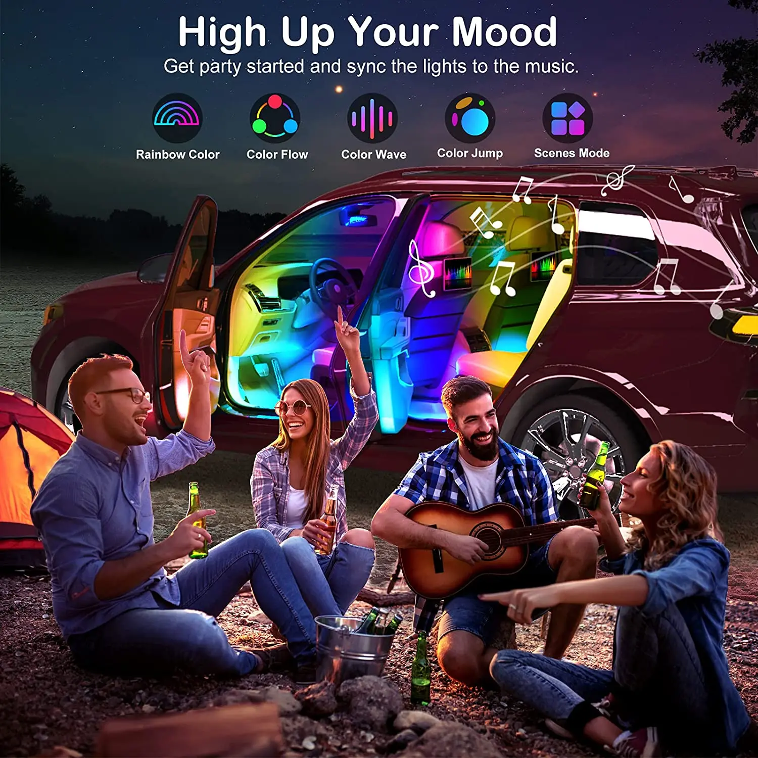 Pаспродажа Niscarda автомобильный интерьерный окружающий светильник неоновая Светодиодная лента освещение в ногах светильник S с USB дистанционным управл...