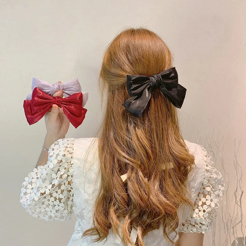 Женская атласная лента для волос заколка-бант в богемном стиле аксессуар с