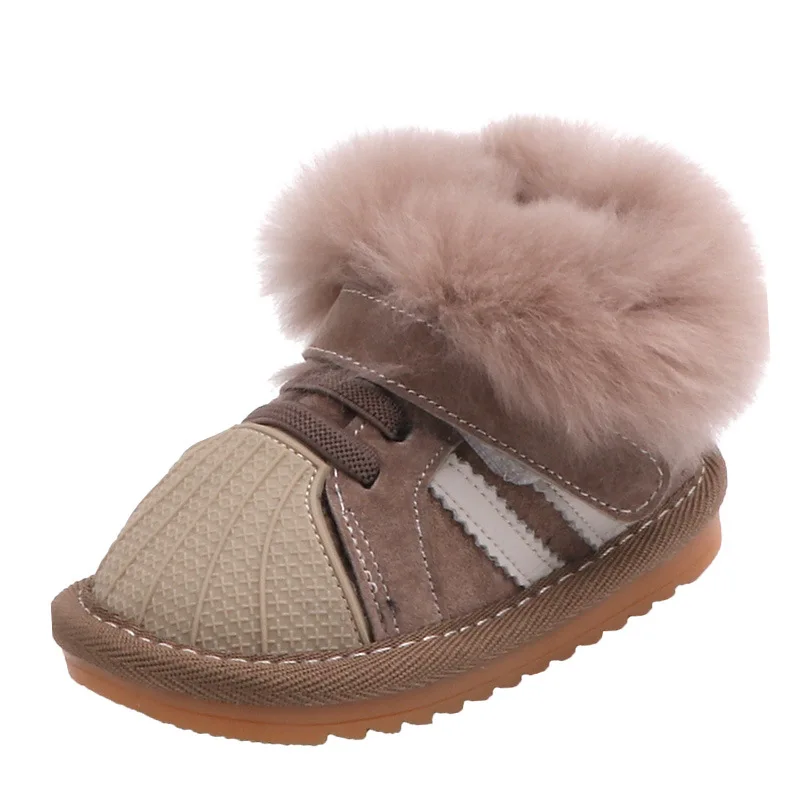 

Winter Genuine Leather Baby Snow Boots Baby Toddler Shoes Non-slip Children Cotton Shoes Girls Boots