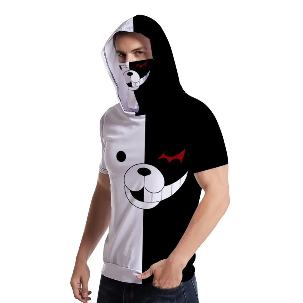 Футболка Danganronpa с милым медведем Монокума 3D Забавные футболки капюшоном для