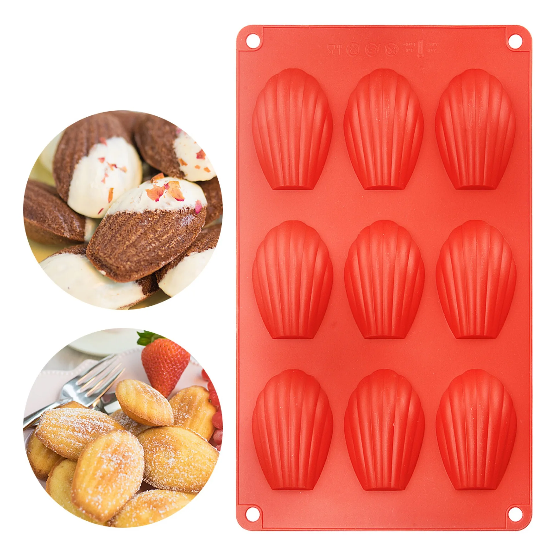 

9 Cavities Madeleine Silicone Cake Mold Shell Biscuits Cake Handmade Soap Moulds Ice Cube Tray Nonstick Silicone Bakeware Mould