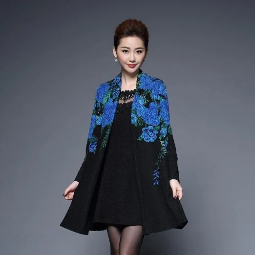 2019 осеннее женское платье среднего возраста большого размера с длинным рукавом