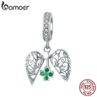 Подвеска bamoer Fantasy Castle из подлинного стерлингового серебра 925 пробы с подвеской в виде счастливого клевера для браслета или ожерелья, ювелирные украшения BSC302