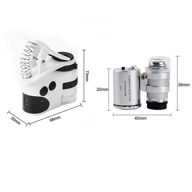 

Magnifying Glass for Phone Clip-On Microscope Magnifier with LED Light Mobile Phone Smartphone Camera Magnifier With UV Light
