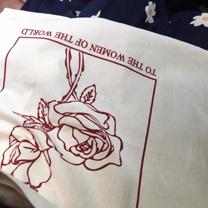 

Red Rose Women Large Shoulder Bag Cotton Cloth Female Purse Book Handbags Portable Ladies Casual Tote Reusable Shopping Bags