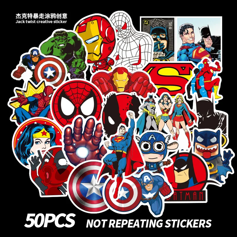 

50 Marvel car stickers cartoon anime superhero suitcase trolley helmet graffiti stickers