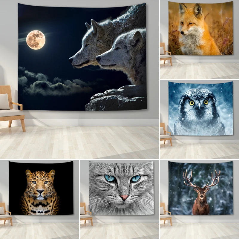 

Animal Tapestry Wall Hanging 3D Printed Wolf Tapestries Wall Decor For Dorm Room Bedroom Living Room College