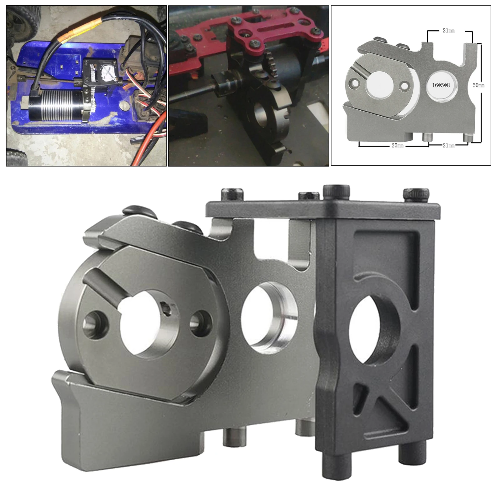 Soporte de montaje de Motor para Kyosho, soporte fijo de Metal mejorado RC 1:8 plateado-3