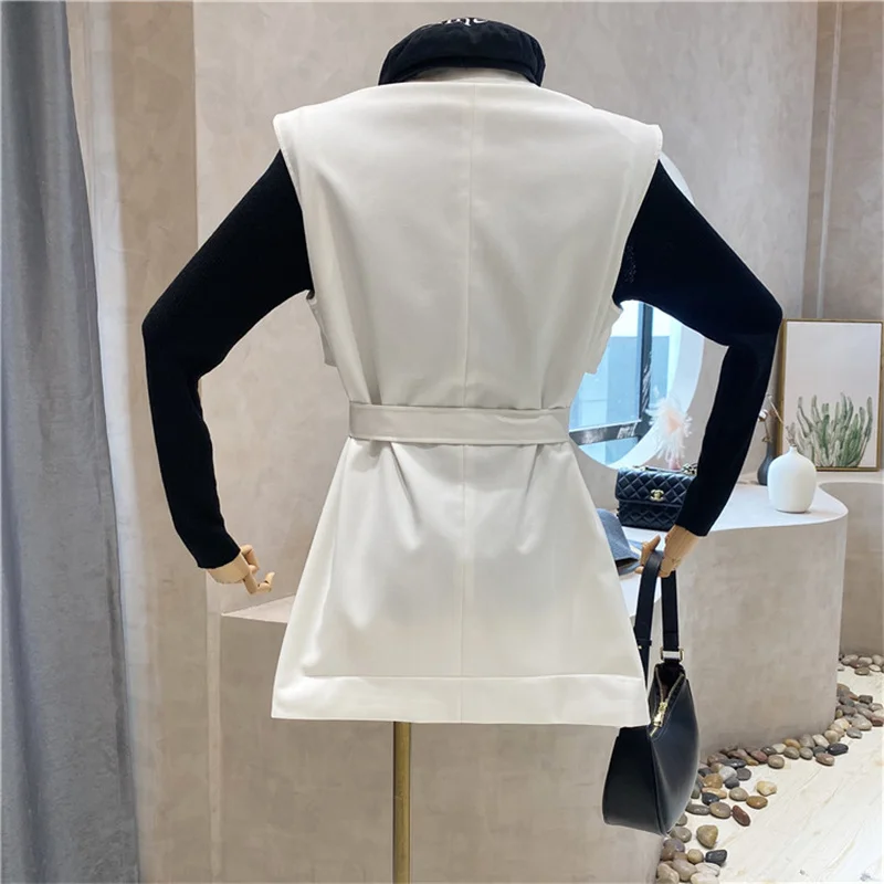 

New Women's Clothing 2021 Autumn Korean Version Of The Net Red Fashion Temperament Sleeveless Lace Up All-match Vest Jacket