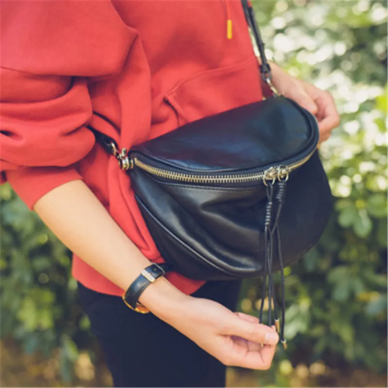 

2020 new first layer cowhide saddle bag shoulder bag niche design wide shoulder strap soft Genuine leather crossbody female bag