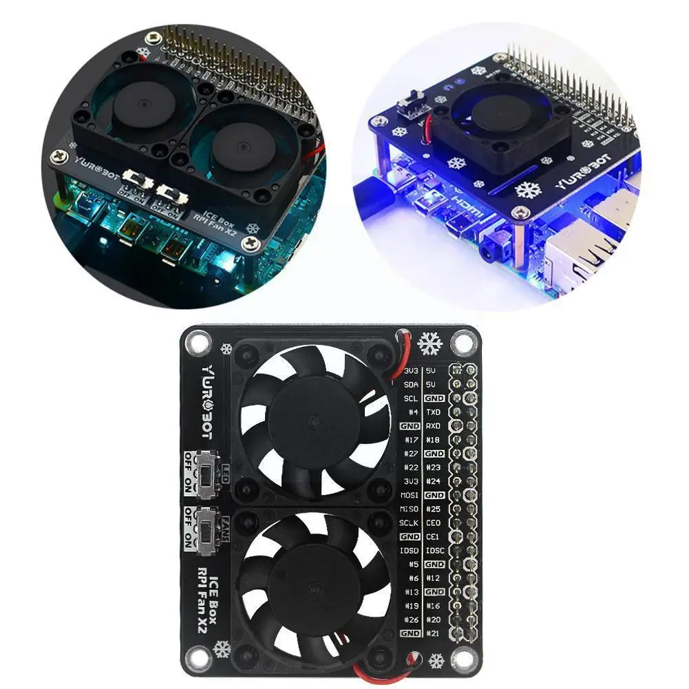 

Raspberry Pi Gpio Extenstion Board Cooling Fan Glares Light Dual Compatible Gpio 4b/3b+ For Raspberry Switch Led Fan Pi Mod M4v8