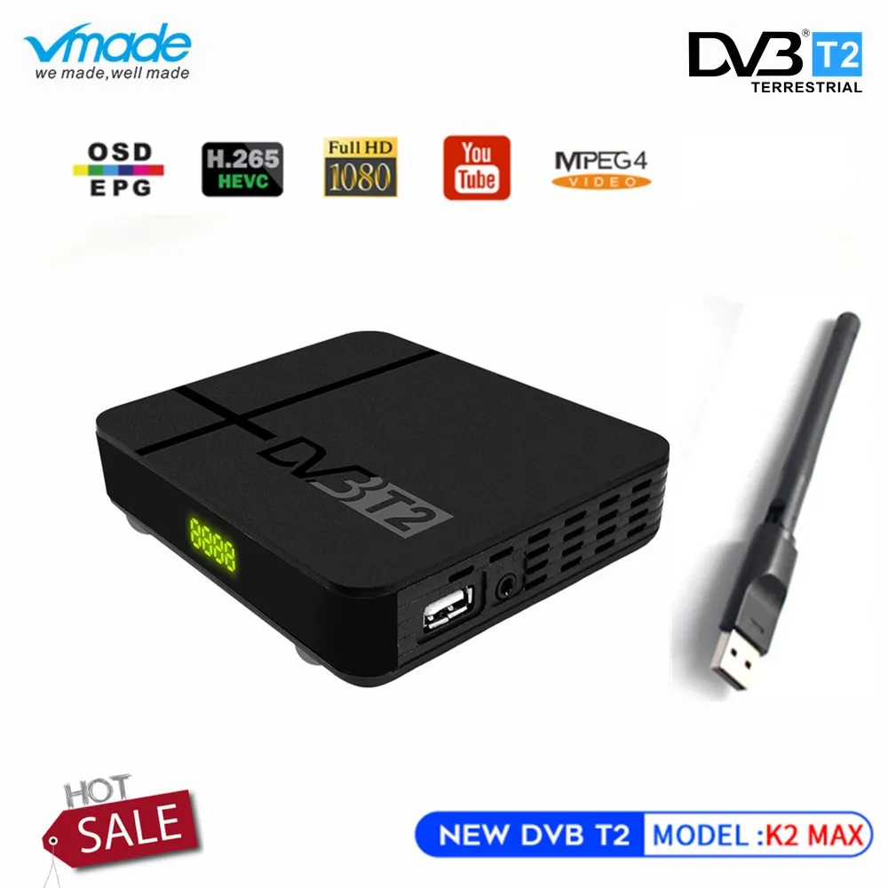Новинка Full HD DVB T2 K2 MAX ТВ приемник встроенный RJ45 LAN Поддержка YouTube PVR H.265 декодер 1080p
