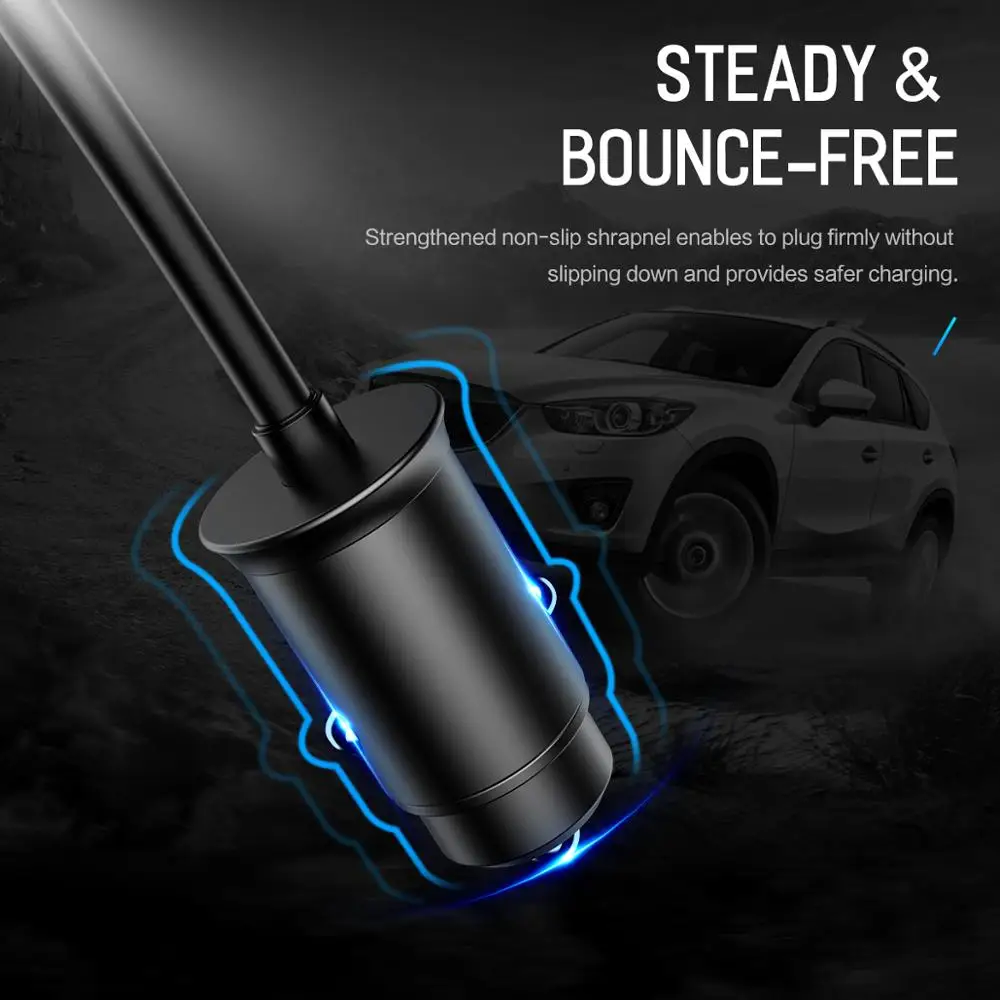 rock 2 in 1 cigarette lighter splitter 5 4a 100w usb car charger power adapter pd type c charger auto cigarette lighter charging free global shipping