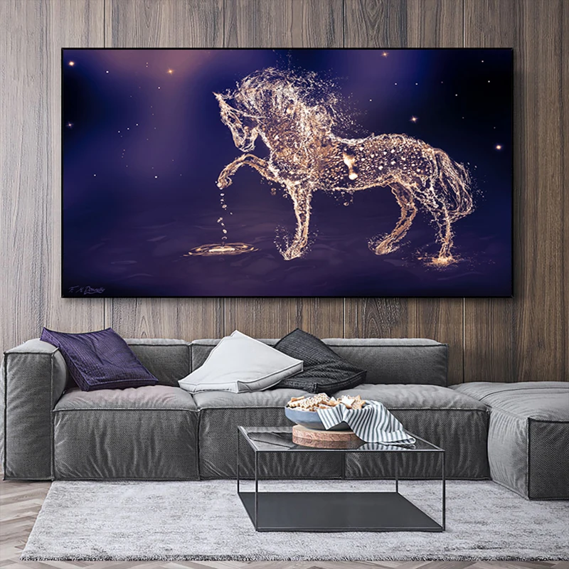 

Nordic Crystal White Horse Animal Art Picture Canvas Painting Decoration Art Wall Print and Poster for Living Room Bedroom Home