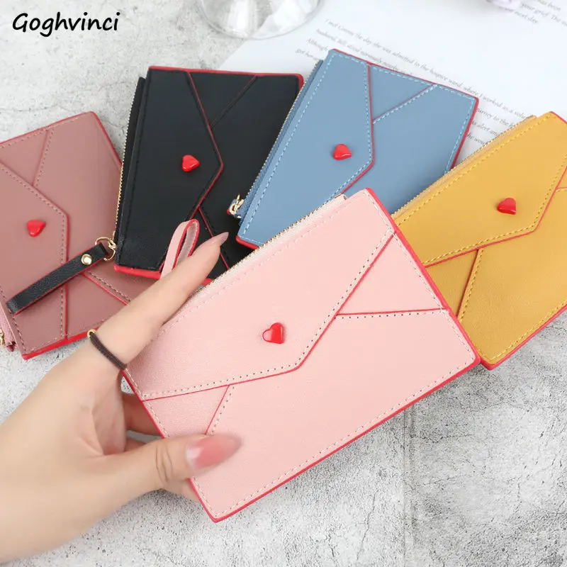 

Card Holders Women Credit Cards Cases Coin Purses Message Bags Mini Portable Patchwork Love Zipper Sweet Girls Casual Ulzzang
