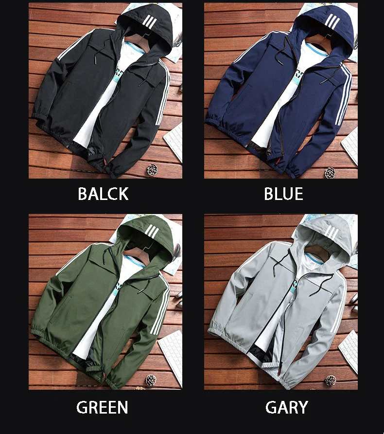 

Jacket Men Zipper New Arrival Brand Casual Solid Hooded Jacket Fashion Men's Outwear Slim Fit Spring and Autumn High Quality