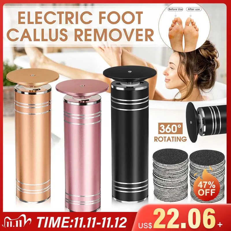 

1000rpm Electric Foot File Callus Remover Foot Care Tool with 60pcs Replacement Sandpaper Disks Remove Heel Dry Dead Skin Tools