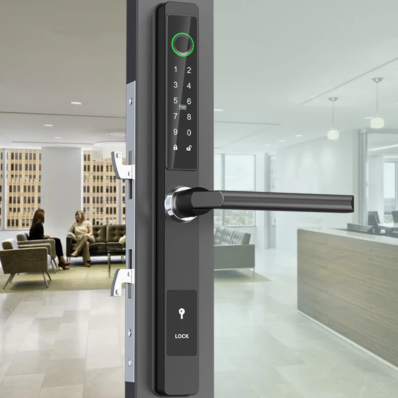 Смарт-замок для раздвижной двери из алюминиевого сплава со сканером отпечатков