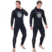 long sleeved split wet suit with head cover 5mm thick wet suit suit wet suit two piece fishing suit fishing hunting suit surfing