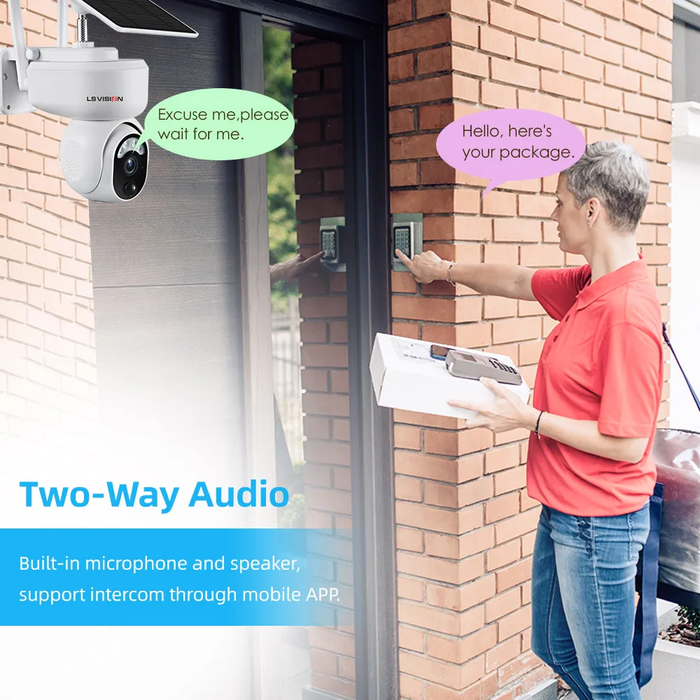 LSVISION 2 Мп камера видеонаблюдения ip-камера на солнечной батарейке WiFi CCTV наружная