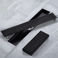 304 stainless steel floor drain black rectangular solid bamboo raft bathroom kitchen wc long linear drainage drainer anti odor