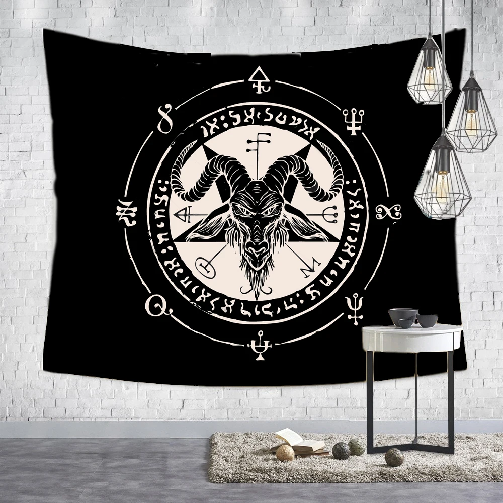 Настенный Гобелен Satanic для колдовства Висячие гобелены таинственная Divination Baphomet