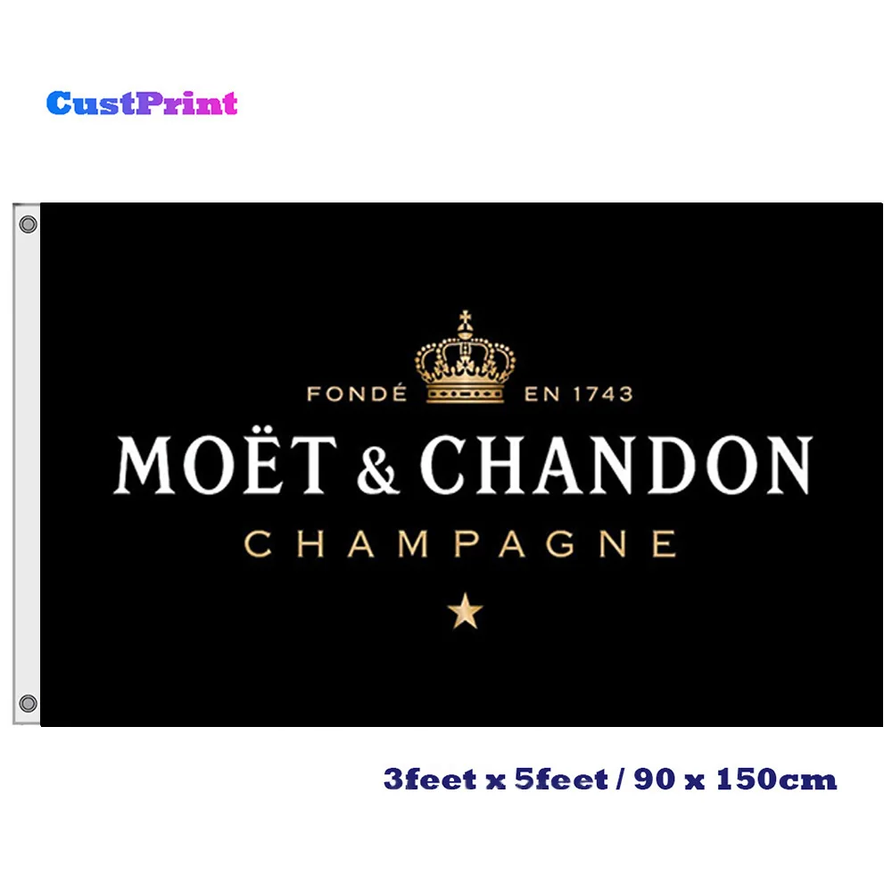 Белый флаг Moet& Chandon шампанского флаг 3x5 футов бар полиэстер баннер