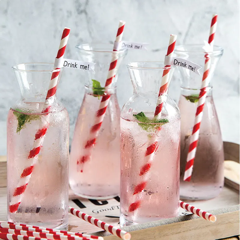 25 шт. бумажная соломинка для питья с фруктовым узором вечерние летние полосатые