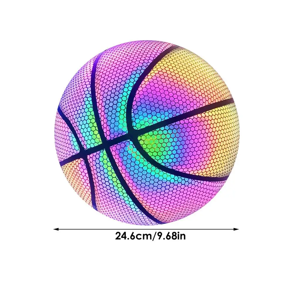 Luminous Basketball - Bright Reflective Night Game Street PU Glowing Basketball - Glow In The Dark Basketball With Ball Bag Inf images - 6