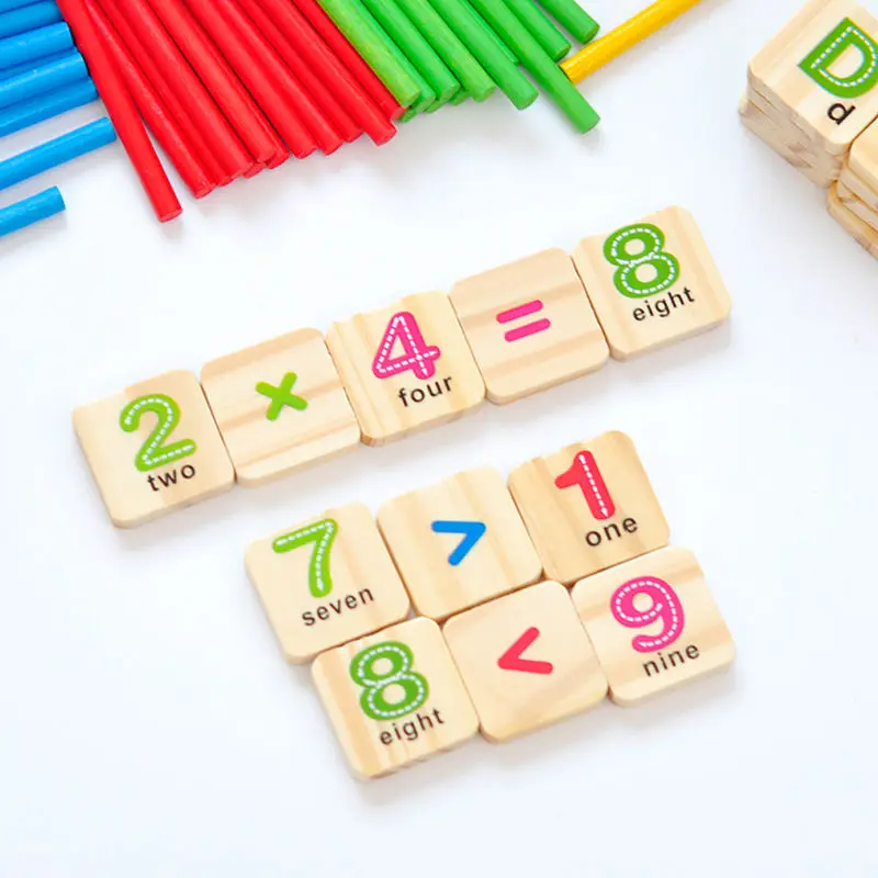 

Child Wooden Mathematics Numbers Sticks math Toys Baby Children Early Learning Counting Educational Toy with Box kids gift