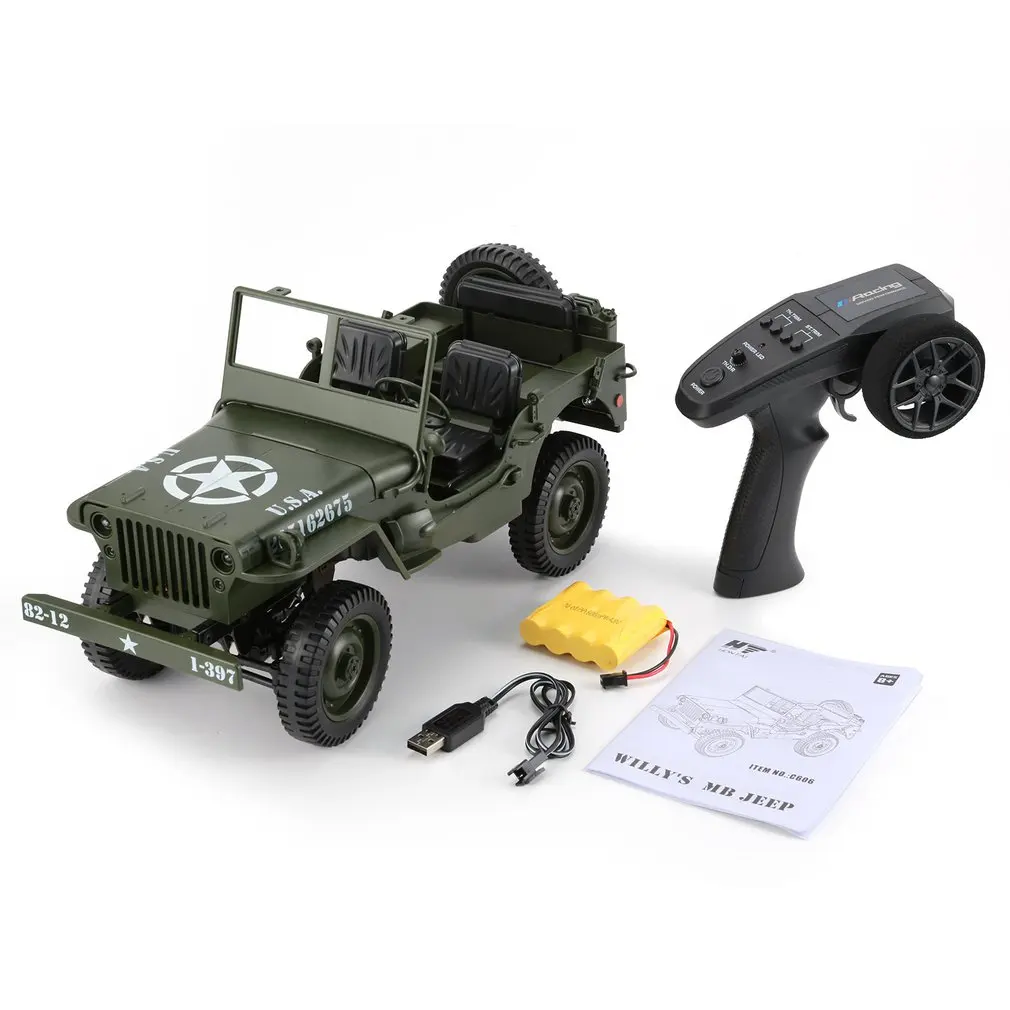 C606 1:10 RC Автомобиль 2,4G 4WD трансформер пульт дистанционного управления свет джип четырехколесный привод внедорожный военный альпинистский автомобиль Детский подарок - Цвет: Green