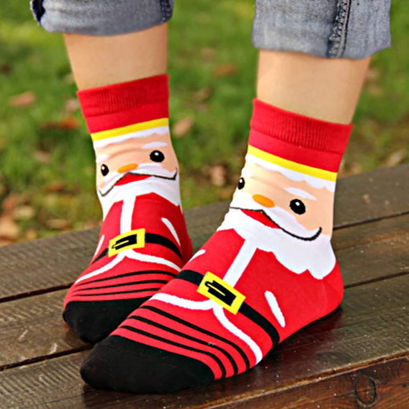 Забавные весенние рождественские жаккардовые носки с рисунками из мультфильмов