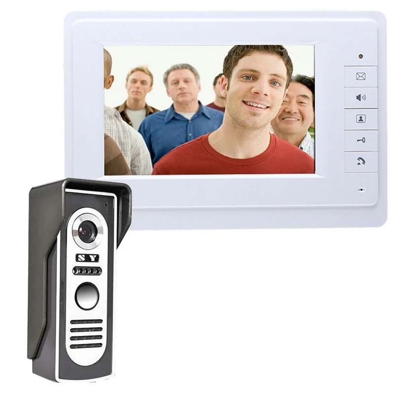 Visual Intercom Doorbell 7'' TFT LCD Wired Video Door Phone System Indoor Monitor 700TVL Outdoor IR Camera Support Unlock