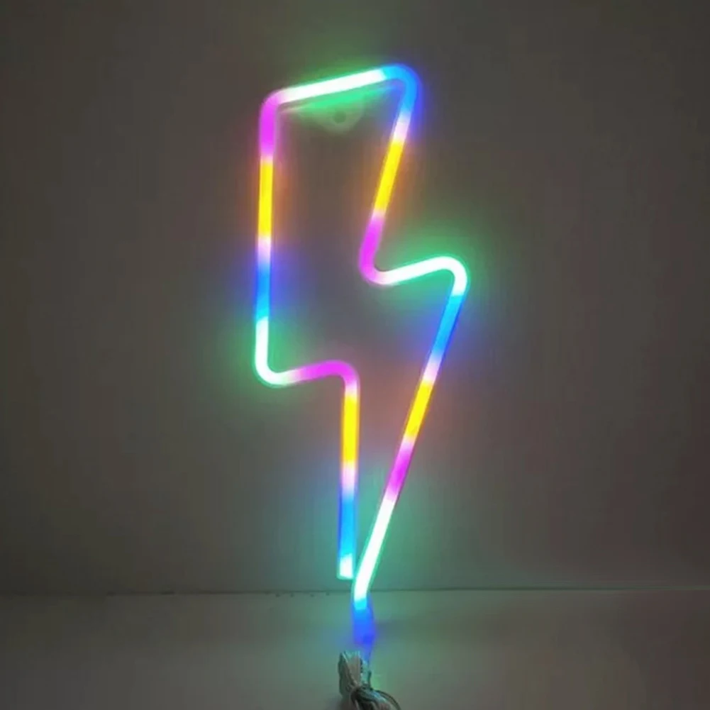 

USB Battery Operated Flash Shaped Sign LED Neon Table Lights Home Party Kids Room Decorative Hanging Wall Night Lamp