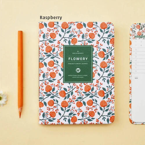 Raspberry Новое поступление, милый ежедневник из искусственной кожи с цветочным рисунком, дневник, еженедельник, блокнот, школьные милые офисные принадлежности, канцтовары - Цвет: Raspberry