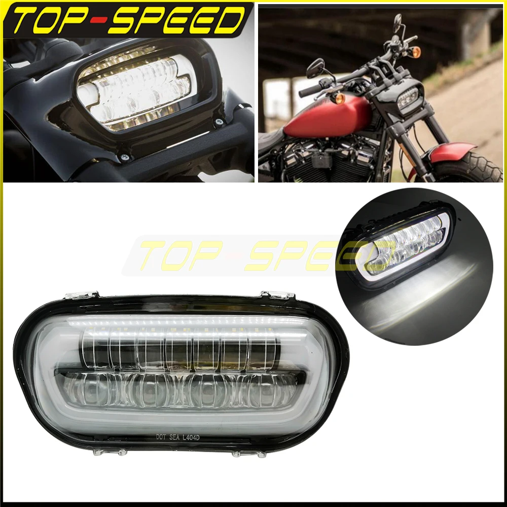 

For Harley Softail Fat Bob 2018 2019 2020 Motorcycle 24V 6000K LED Headlamp High/Low Beam DRL White