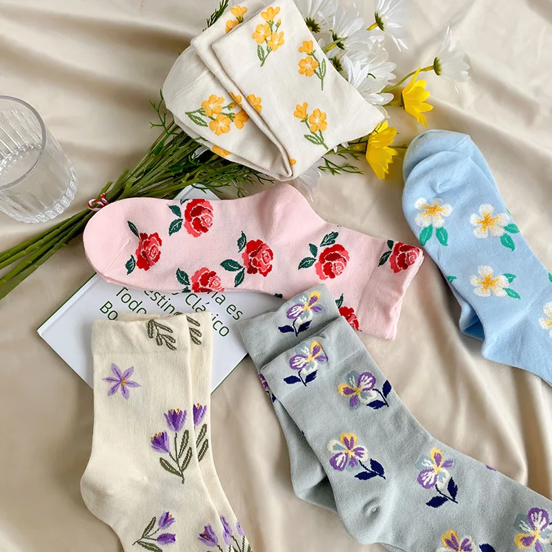 

Creative Spring Summer Personality Harajuku Woemn Socks Fashion Candy Color Flowers Casual Socks Women Comfortable Loose Sox