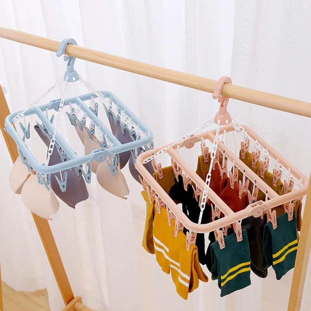 

8/32Clamps Clothes Hangers Strong Load-bearing Windproof Strong Toughness Multi-use Clothes Hanger Sock Racks Household Supplies