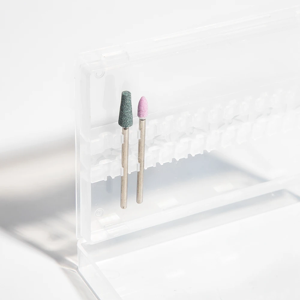 14 слотов прозрачные сверла для ногтей щетка пластиковая коробка хранения