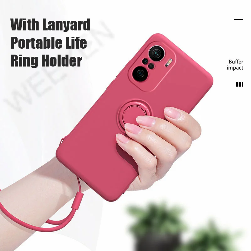 Чехол с магнитным кольцом из жидкого силикона для Redmi note 10 9 Pro note10 S Poco X3 M3 F3 задняя