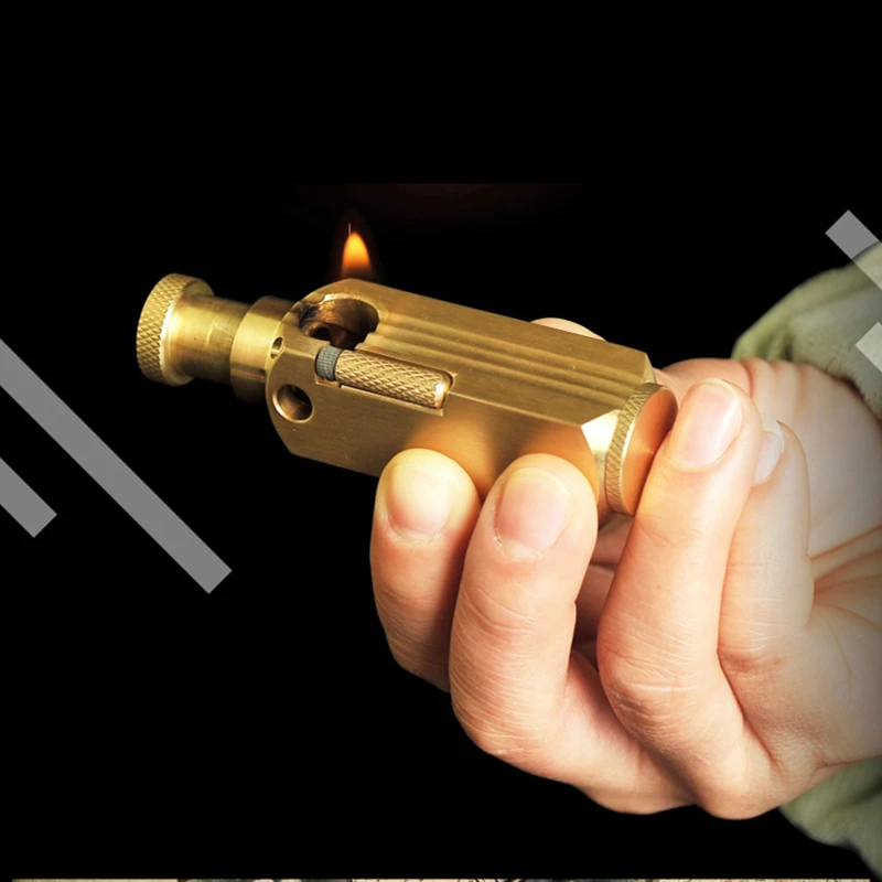 Ручная латунная бензиновая Зажигалка в стиле ретро винтажная кремневая