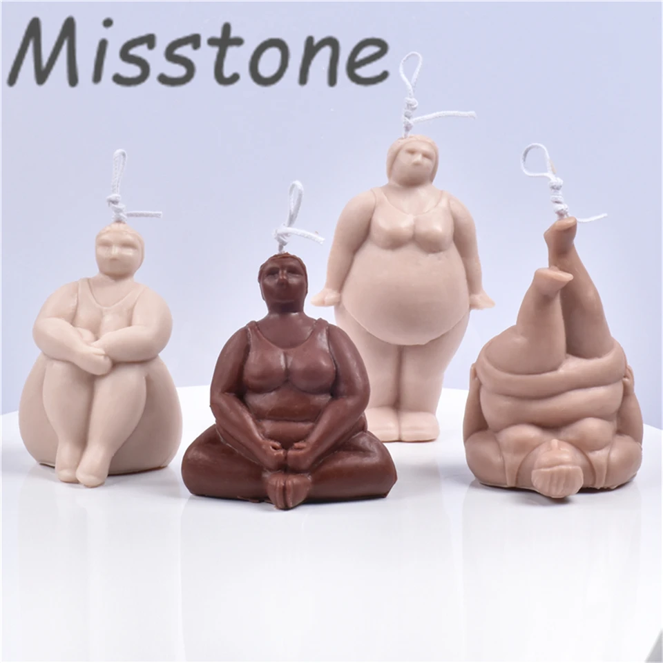 Yoga Women Candle Silicone Mold Plaster Aromatherapy Decoration Torso Soy Wax Sports Ornaments 3D DIY