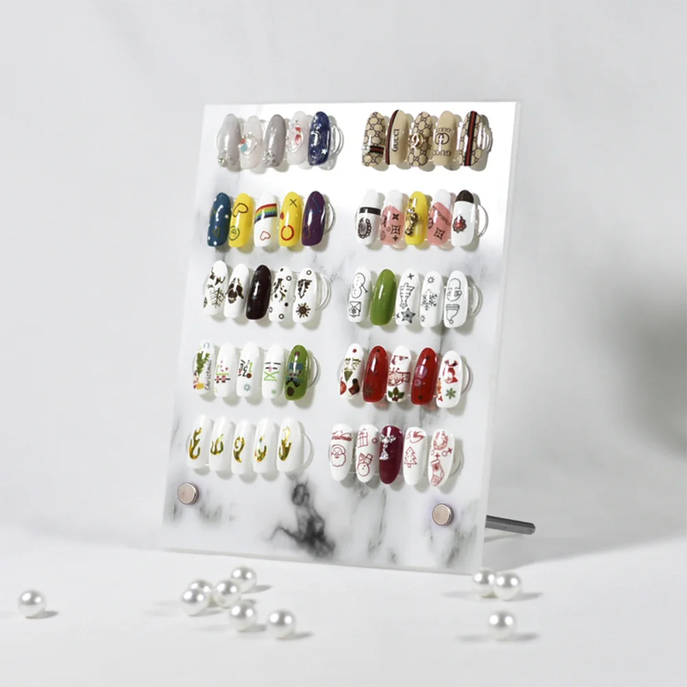 

Detachable Nail Sample Display Stand Marble Pattern Nail Color Chart Board Frame Practice Nail Art Display Shelf Salon Practice