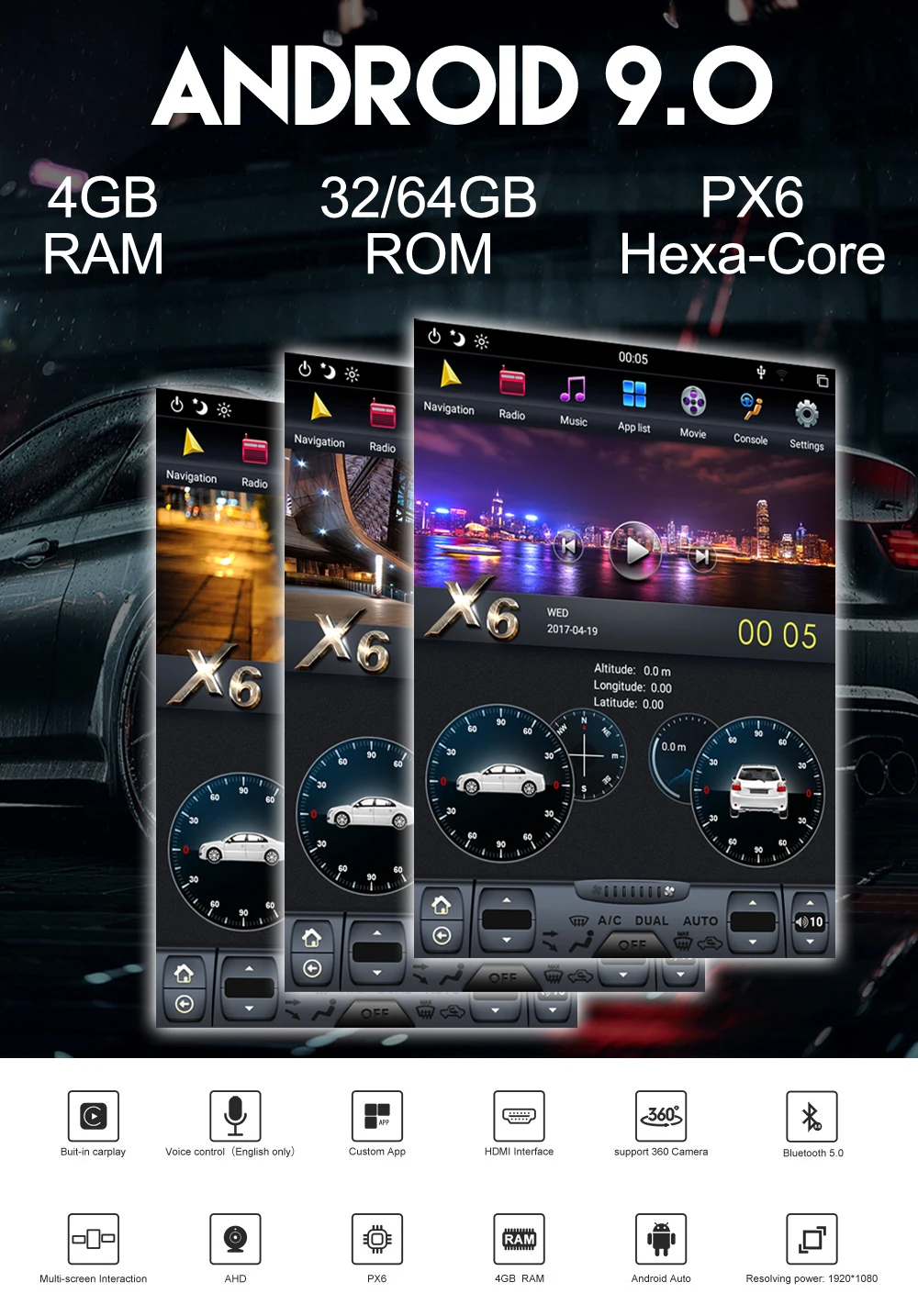 12,1 ''Tesla Android 9,0 PX6 4+ 64 Гб встроенной DSP Беспроводной CARPLAY Автомобильный мультимедийный радио для Тойота Королла gps навигации головное устройство без DVD плеер