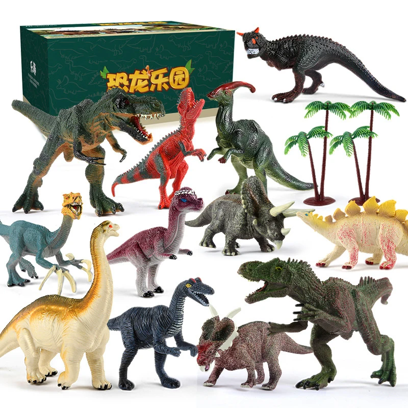 

14PCS/ Set Large Simulation Dinosaur Toy Soft Dinosaur Building Blocks Toys DIY Dinosaur Family Early Childhood Cognitive Model