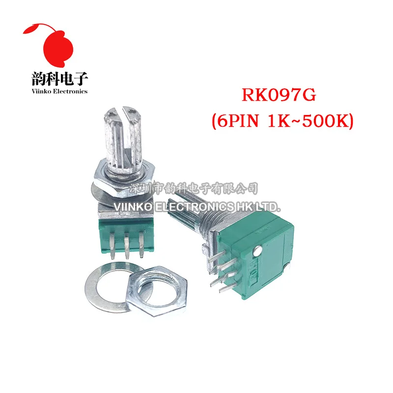 5 шт. RK097G 1K 5K 10K 20K 50K 100K 500K B1K B5K B10K B100K с переключателем звука 6-контактный вал 15 мм
