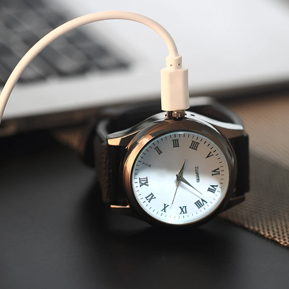 1 шт. Новинка USB зарядка зажигалка часы ветрозащитные электронные беспламенные