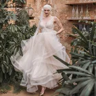 Кружевное свадебное платье в стиле бохо, новинка 2021, роскошное сексуальное кружевное свадебное платье Lakshmigown с V-образным вырезом и бисером, свадебное платье