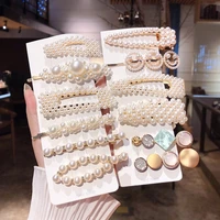 handmade pearls hair clips pin for women fashion geometric flower barrettes headwear girls sweet top clip crystal accessorie